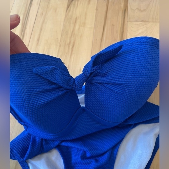Kona Sol cobalt blue pique Bandau molded cup one piece bathing suit NWT - Picture 4 of 10